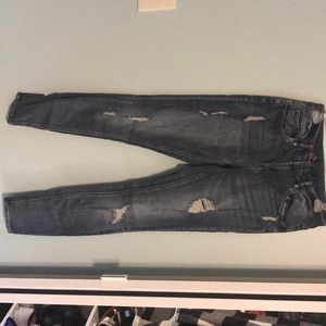 Blue jeans with some distressing